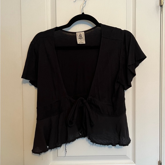 We The Free Free People Knot Me Tee in Black - Picture 2 of 7